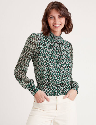 Blouse manches longues vert canard femme