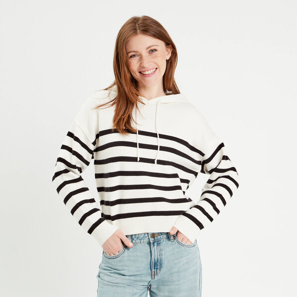 Pull à capuche ecru femme