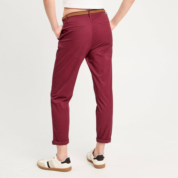 pantalon chino 78eme bordeaux femme Pantalon chino 7/8ème bordeaux femme
