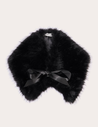 Foulard en fausse fourrure noir femme