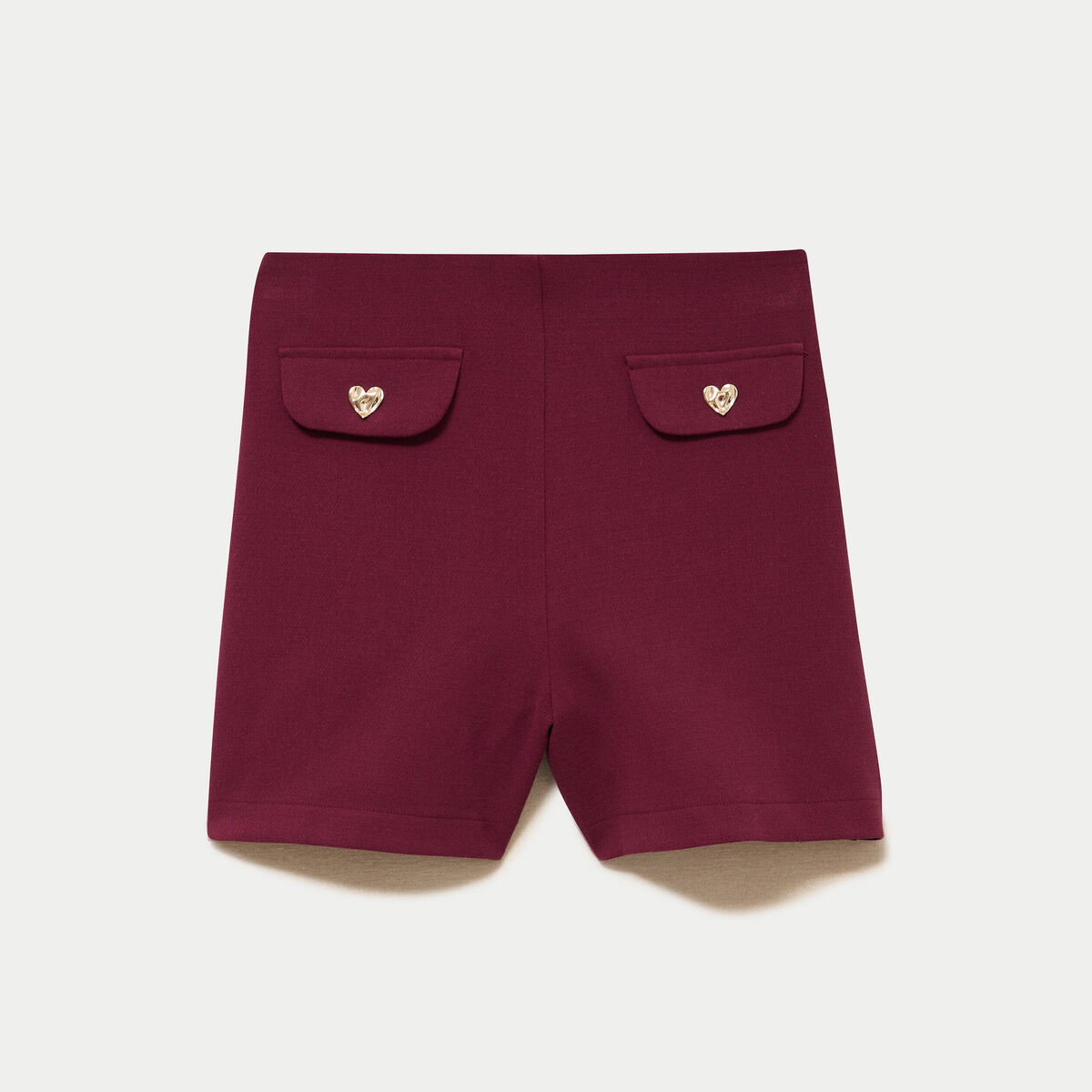 Short stretch d&eacute;tails coeur bordeaux femme