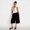 Bermuda large taille haute noir femme