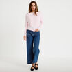 T-shirt col bateau manches longues rose clair femme