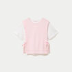 T-shirt 2-en-1 col rond manches courtes rose clair femme