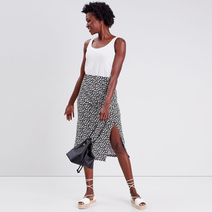 Jupe longue droite noir femme