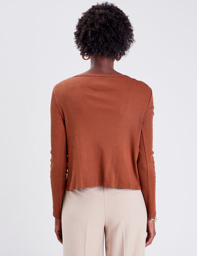 Gilet manches longues marron femme