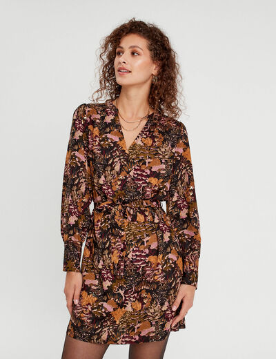 Robe droite ceinturée noir femme