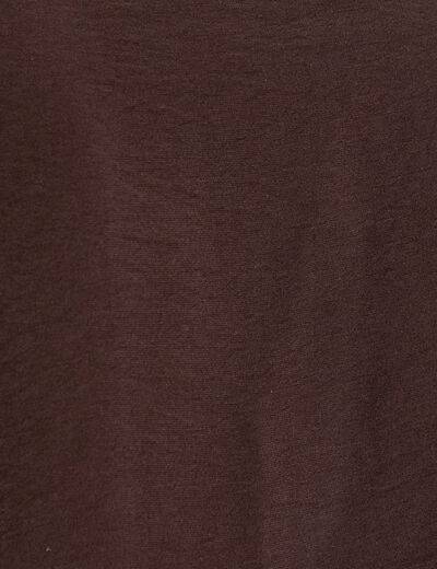 Chemise droite manches longues dentelle marron fonc&eacute; femme