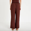 Pantalon large taille haute en cr&ecirc;pe marron femme