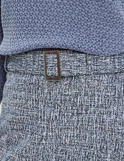 Jupe évasée tweed bleu femme