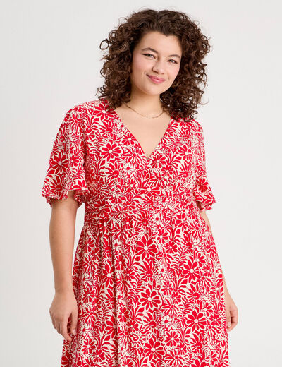 Robe longue évasée blanc femme