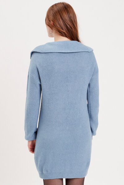 Robe pull col camionneur bleu clair femme
