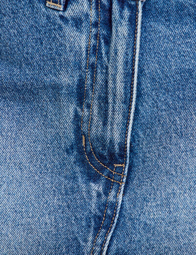 Jupe-short droite en jean denim double stone femme