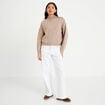 Pull col montant manches longues taupe femme