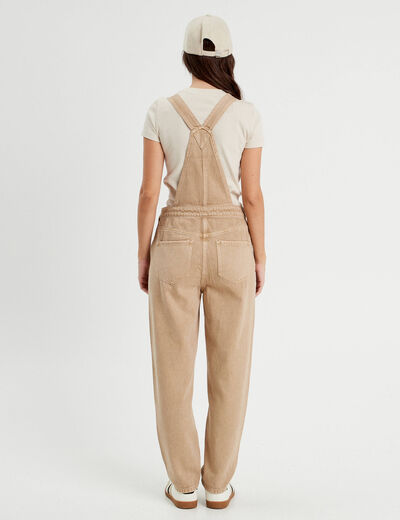 Salopette droite en jean sable femme