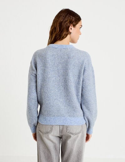 Pull ample col rond manches longues gris femme