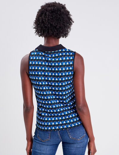 Polo sans manches bleu femme