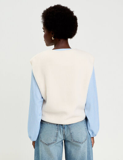 Gilet sans manches effet polaire ecru femme