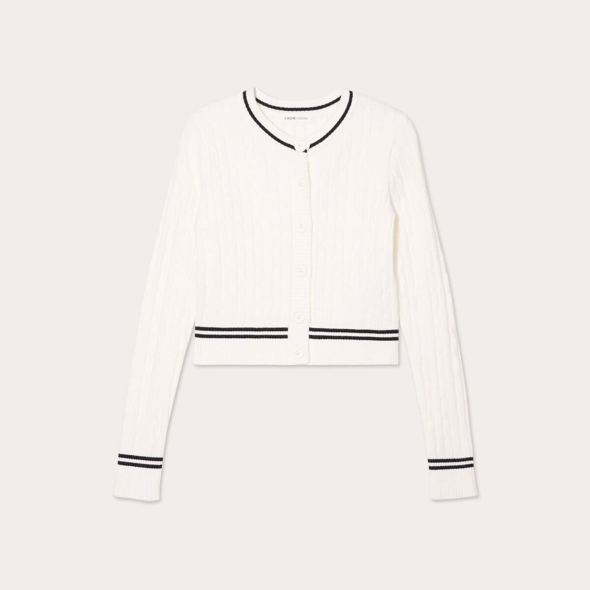 Gilet manches longues ajusté ecru femme