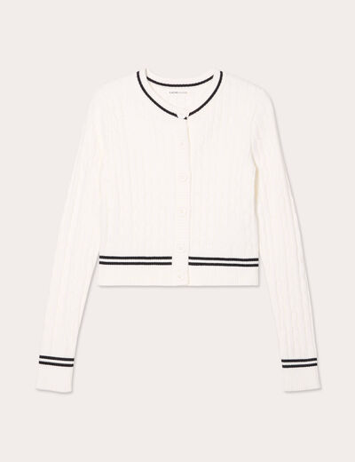 Gilet manches longues ajusté ecru femme