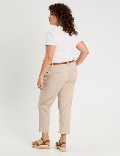 Pantalon chino 7/8ème beige femme