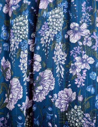 Robe longue &eacute;vas&eacute;e Bridgerton bleu marine femme