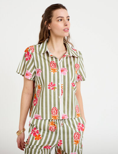 Chemise col classique manches courtes blanc femme