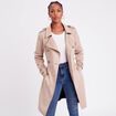 Trench long en suédine boutonné femme beige femme