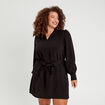 Robe droite ceinturée noir femme