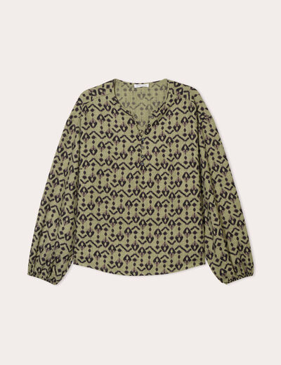 Blouse manches longues vert femme