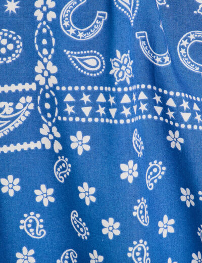 Robe évasée détails noeuds bleu femme