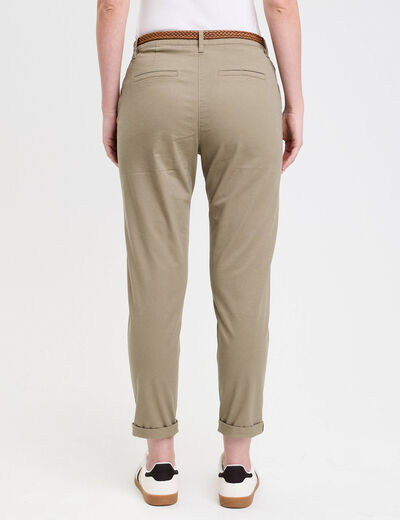 Pantalon chino 7/8ème vert femme