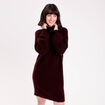 Robe pull col roul&eacute; rouge fonc&eacute; femme