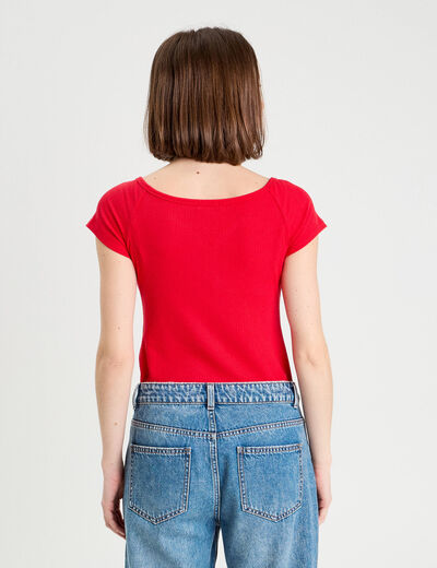 Body manches courtes rouge femme