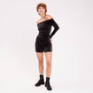 Combishort col bardot fils m&eacute;tallis&eacute;s noir femme