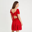 Robe évasée manches courtes rouge femme
