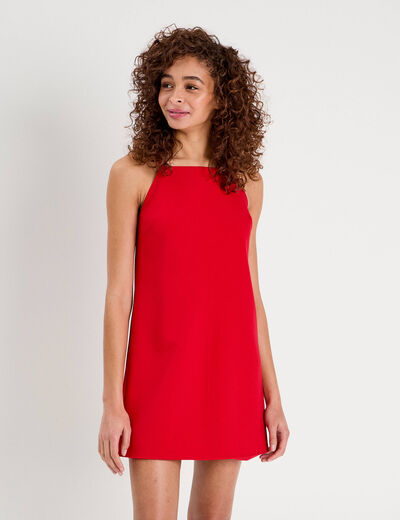 Robe droite bretelles fines rouge femme