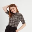 T-shirt col montant beige femme