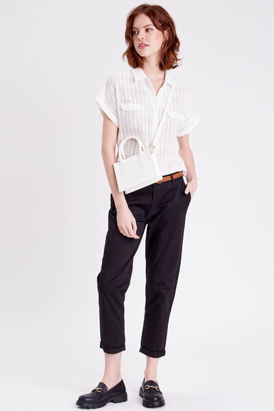 Pantalon chino 7/8ème noir femme