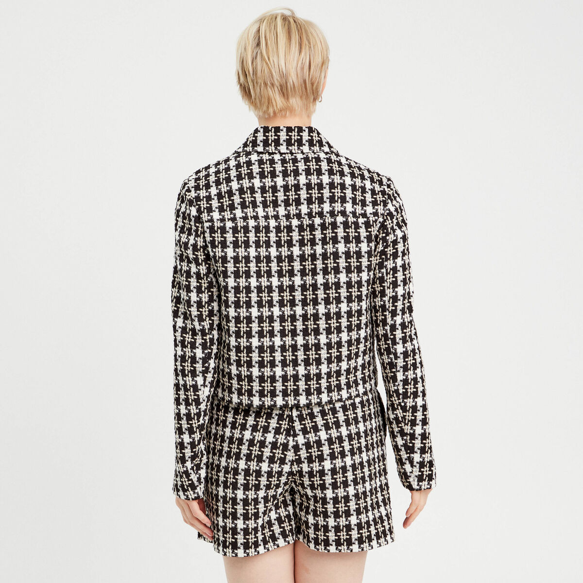 Veste zippée tweed noir femme