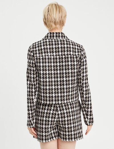 Veste zippée tweed noir femme