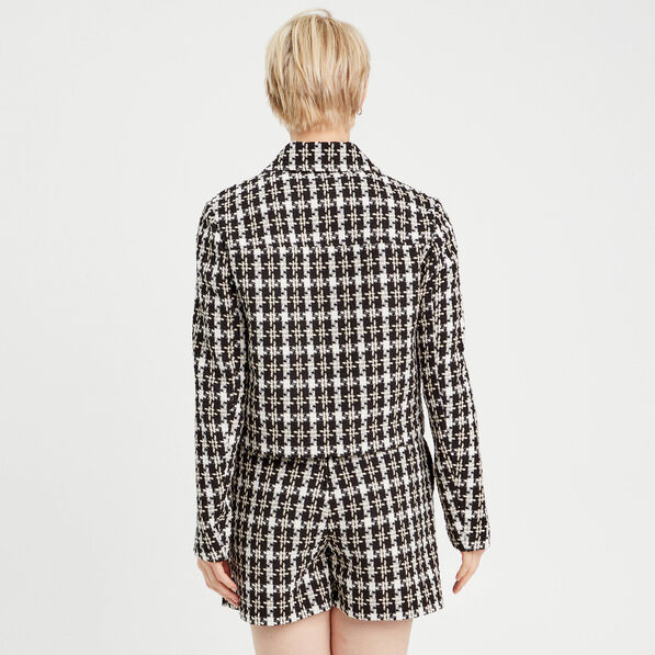 Veste zippée tweed noir femme