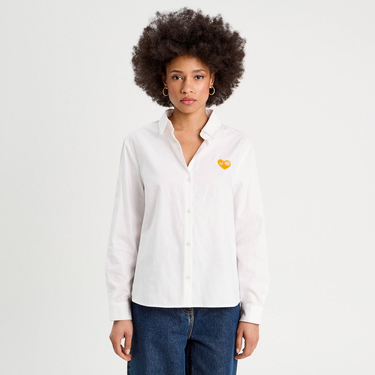 Chemise avec broderie ecru femme