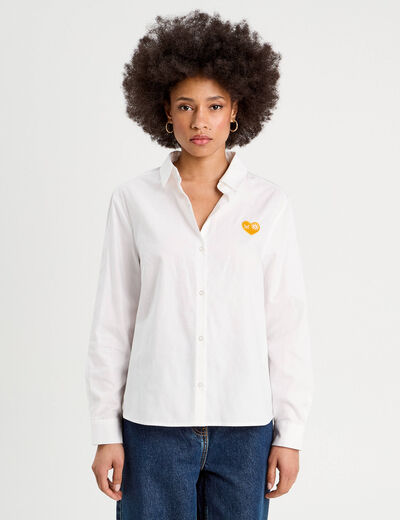 Chemise avec broderie ecru femme