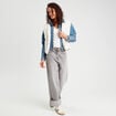 Gilet zippé mailles duveteuses ecru femme