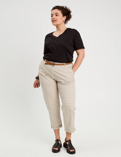 Pantalon chino slim 7/8ème blanc femme