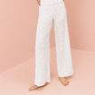 Pantalon large ajouré ecru femme
