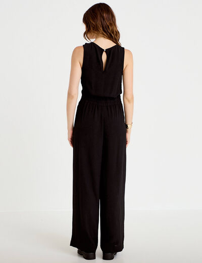 Combinaison large sans manches col rond noir femme