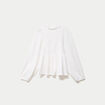 Blouse droite manches longues pliss&eacute;e ecru femme
