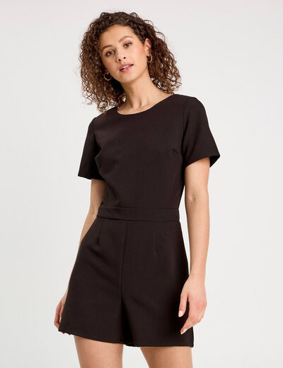 Combishort ajustée noeud dos noir femme